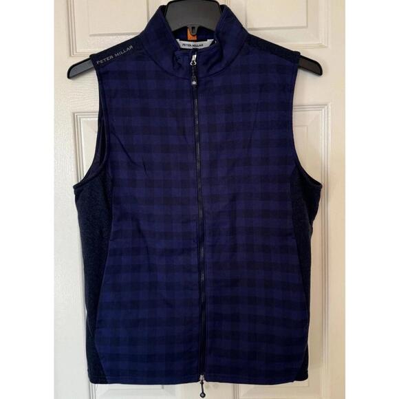 Peter Millar Men Small Crown Sport Fuse Hybrid Elite Flannel Vest Blue MF23EZ46B